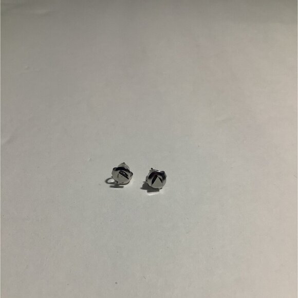 Triangle Round Stud Earrings Silver Tone Women's Fashion Jewelry - Picture 6 of 6